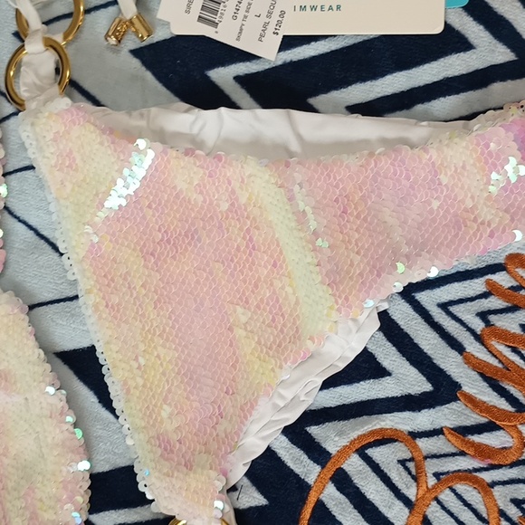 Beach Bunny Siren's Song XS Triangle Top Lg Skimpy Tie Side Bottom NWT - Picture 2 of 14